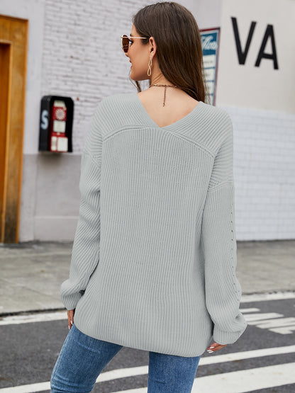 V-Neck Rib-Knit Top – product image 6