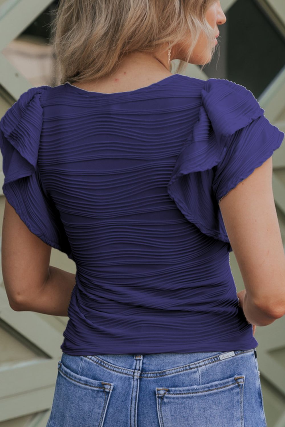 Textured Round Neck Cap Sleeve Top – product image 3