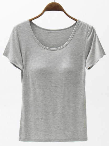 Round Neck Modal T-Shirt with Bra – product image 7
