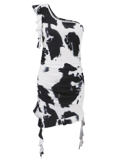 Ruffled Tie-Dye Single Shoulder Mini Dress – product image 5