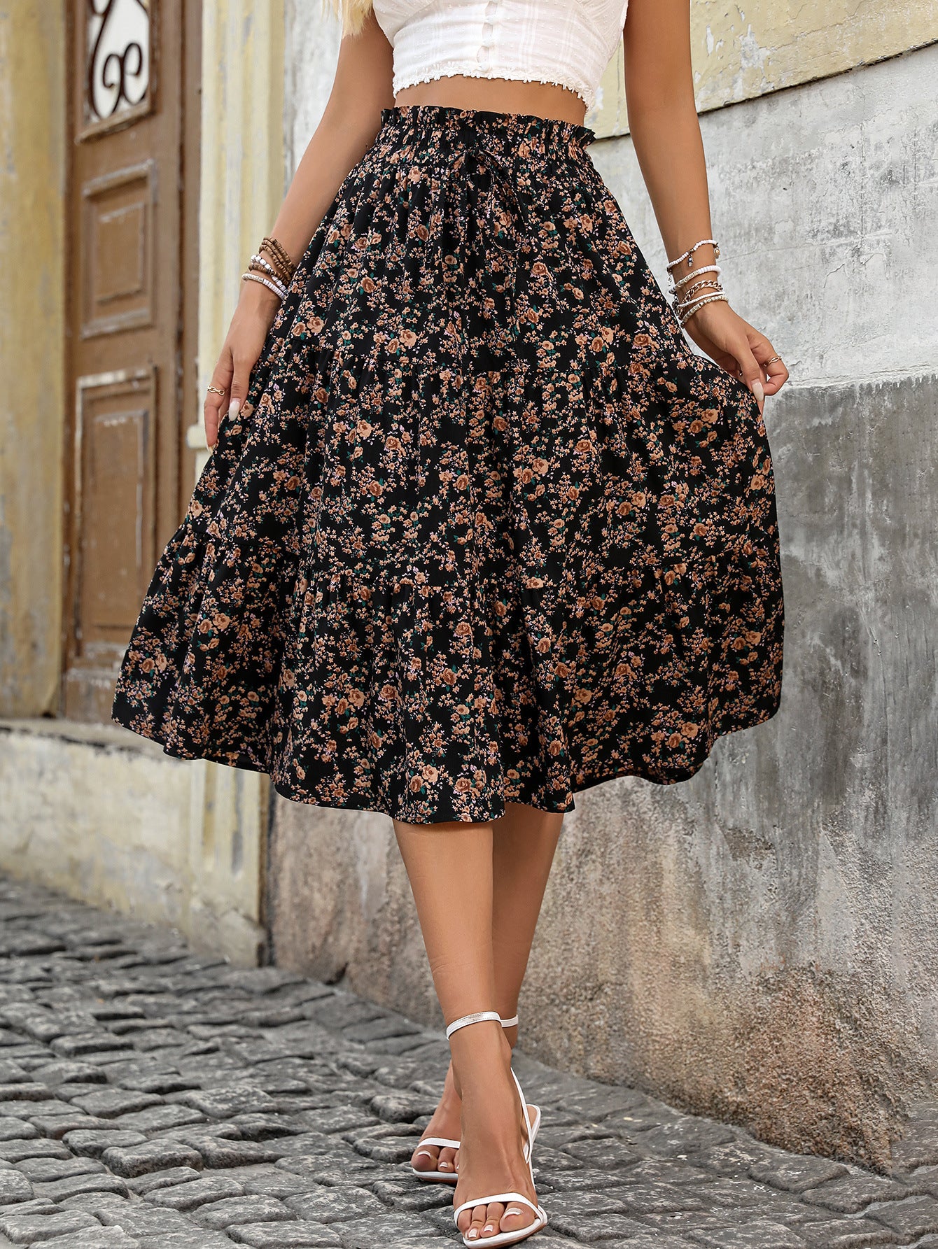 Women's Commuter Elegant Chic Floral Dress With A Full Skirt
