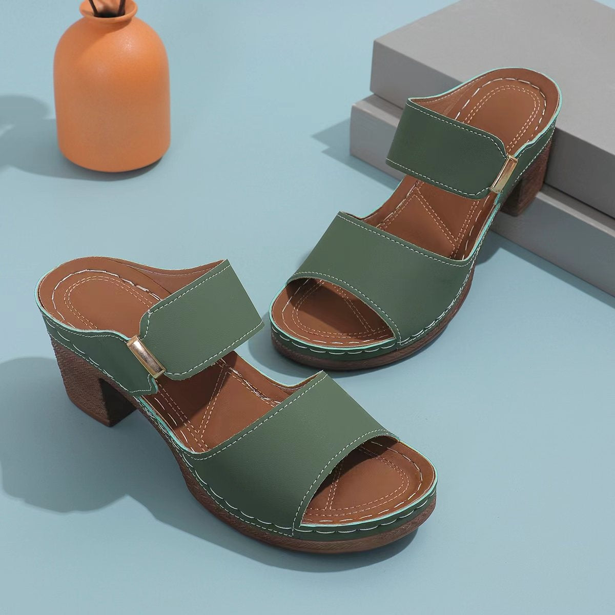 PU Leather Block Heel Sandals – product image 8