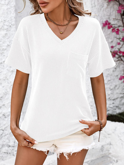 V-Neck Dropped Shoulder T-Shirt – product image 17