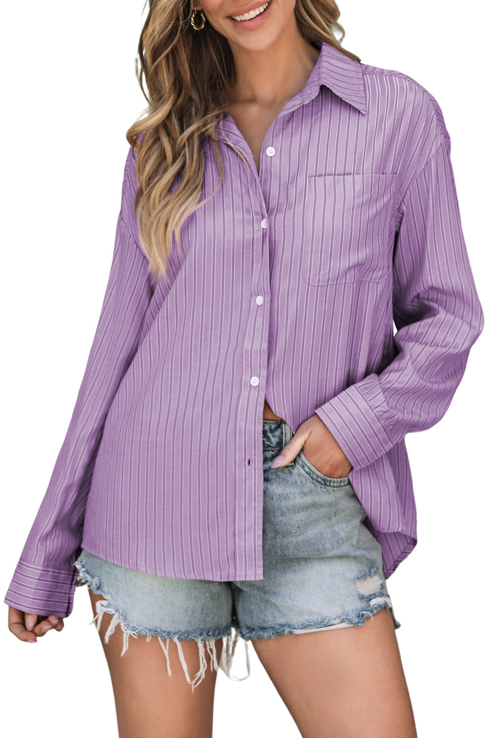 Striped Button Up Long Sleeve Shirt – product image 31