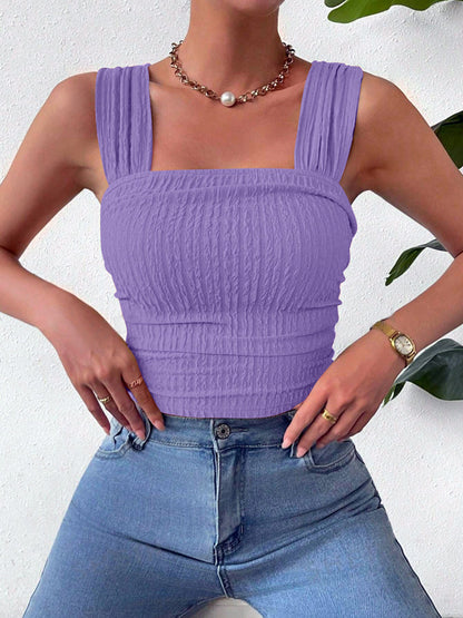 Textured Square Neck Wide Strap Tank – product image 31