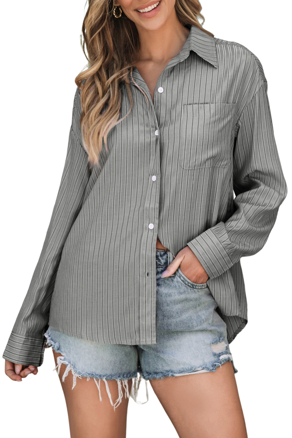 Striped Button Up Long Sleeve Shirt – product image 25