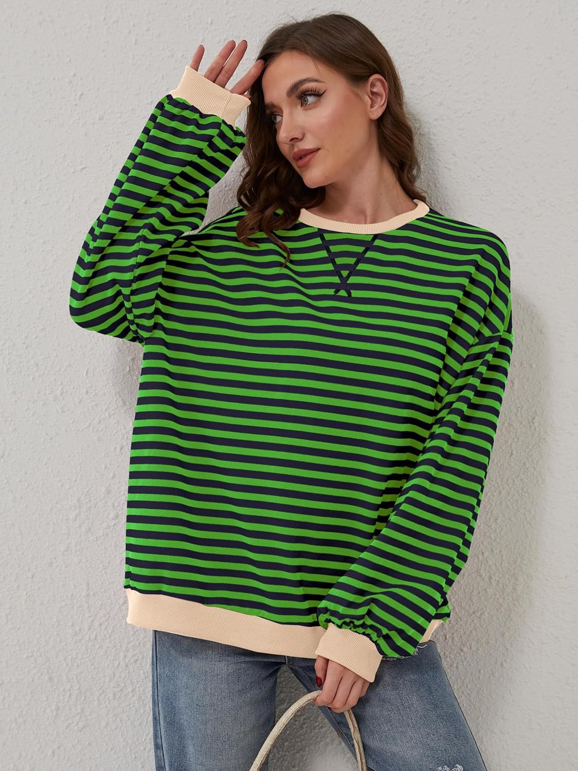 Contrast Striped Long Sleeve Sweatshirt – product image 17