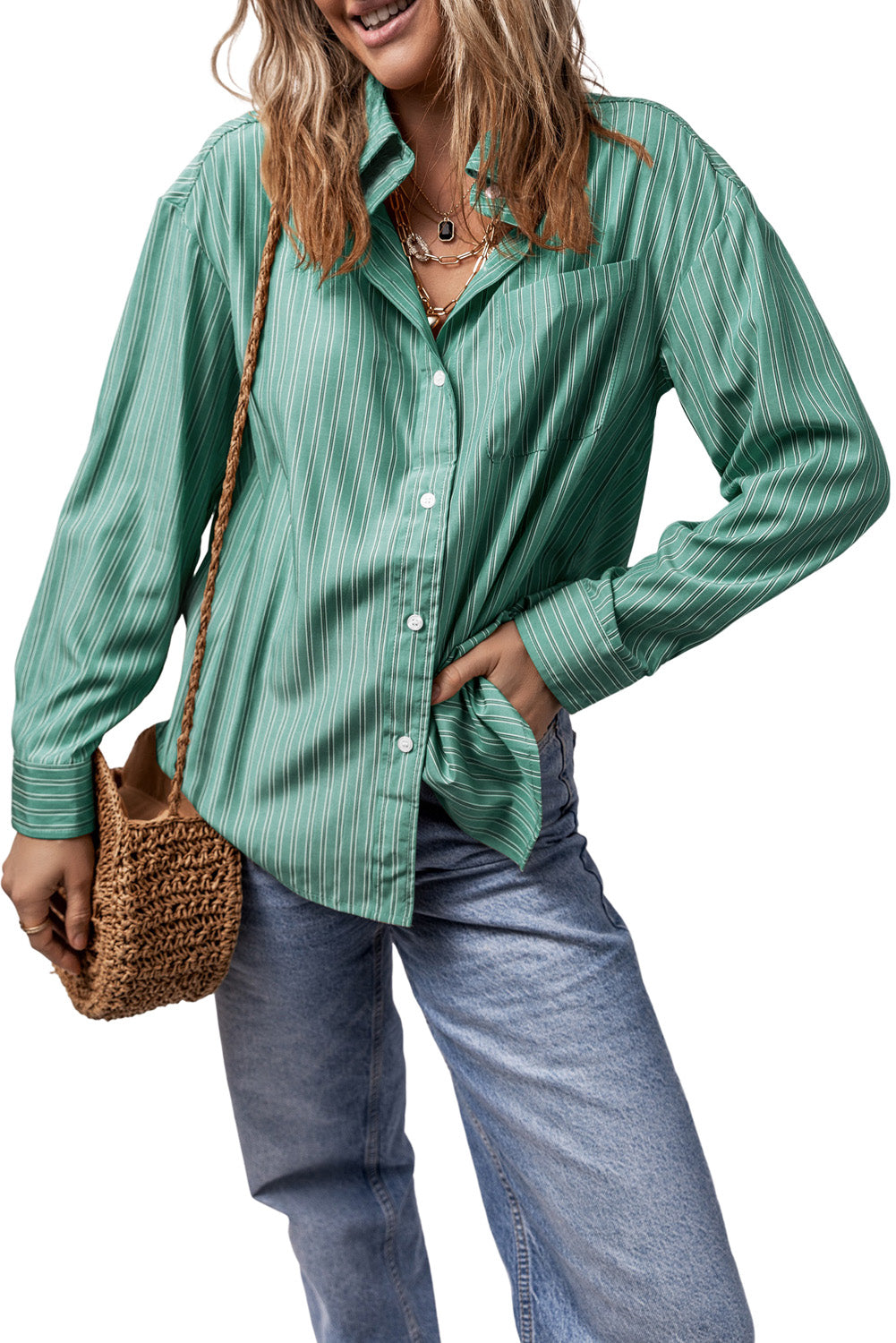 Striped Button Up Long Sleeve Shirt – product image 24
