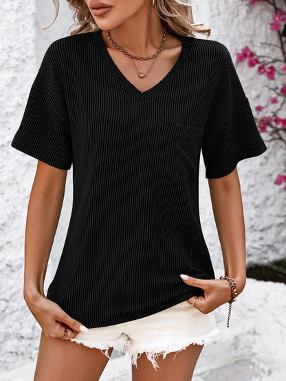 V-Neck Dropped Shoulder T-Shirt – product image 14