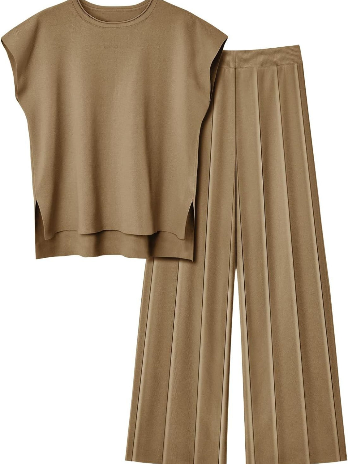 Round Neck Cap Sleeve Top and Pants Knit Set – product image 3