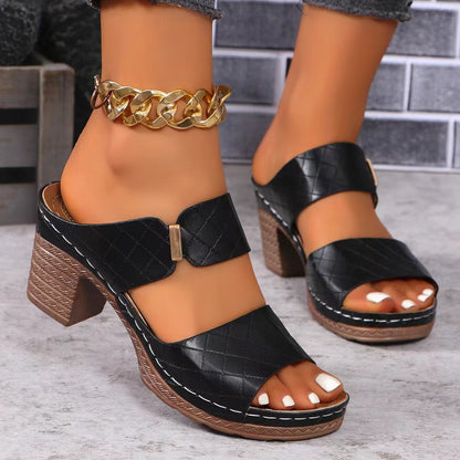 PU Leather Block Heel Sandals – product image 1
