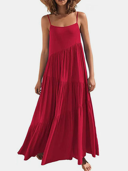 Full Size Ruched Tiered Spaghetti Strap Dress – product image 8