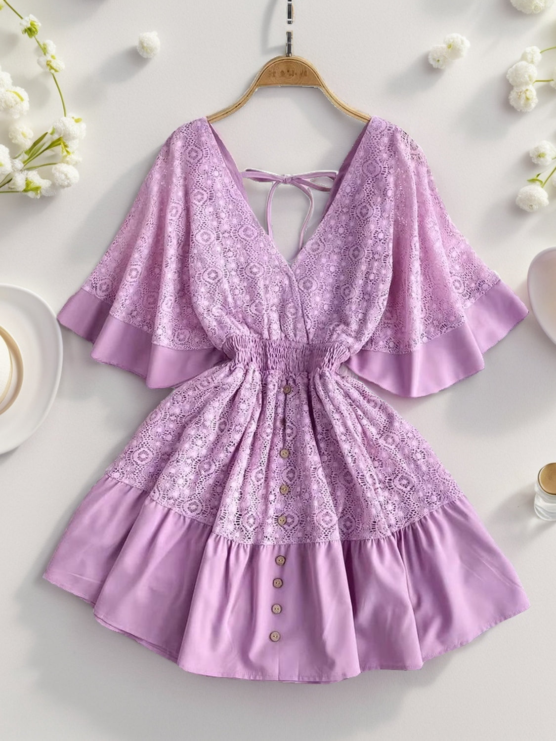 Lace Cutout Half Sleeve Mini Dress – product image 10
