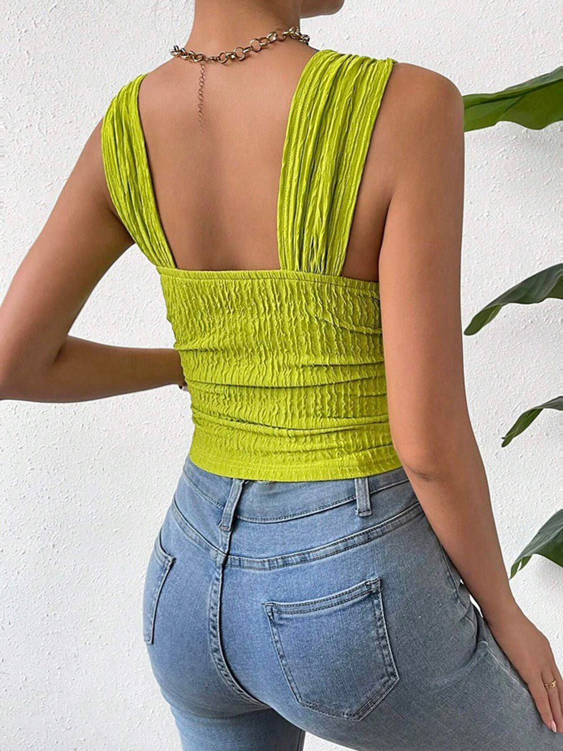 Textured Square Neck Wide Strap Tank – product image 2