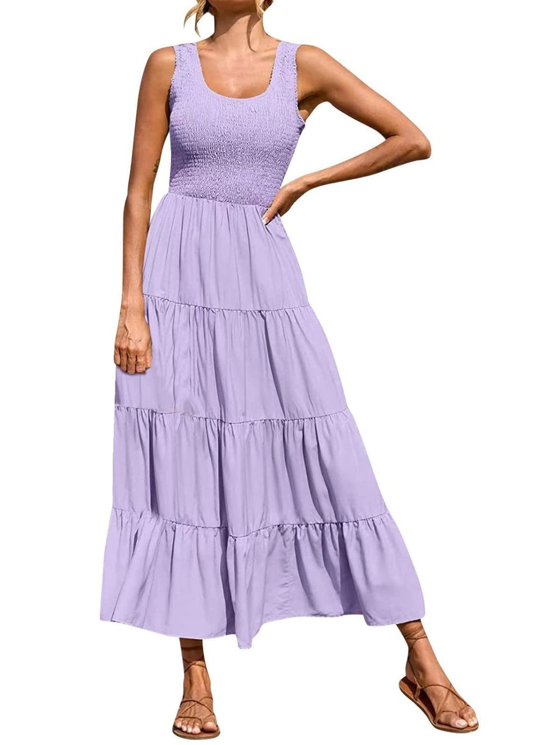 Tiered Smocked Wide Strap Dress – product image 27