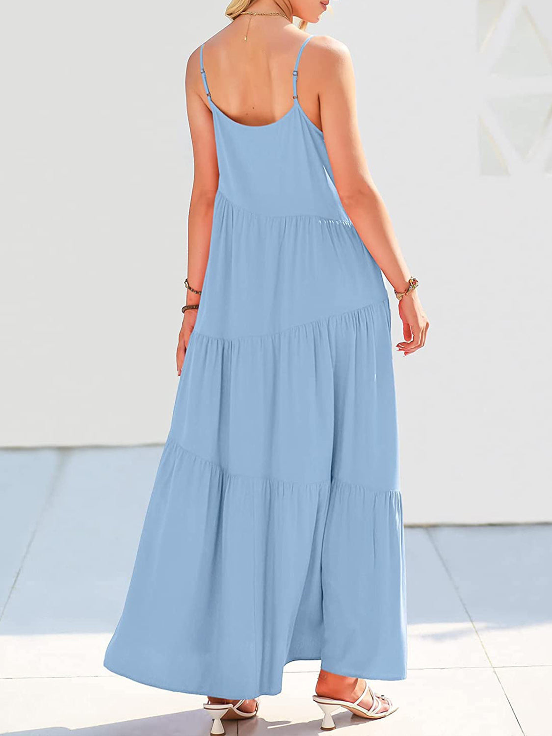 Full Size Ruched Tiered Spaghetti Strap Dress – product image 23