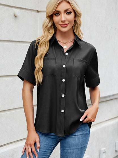 Collared Neck Short Sleeve Shirt – product image 11