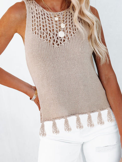 Cutout Tassel Round Neck Tank – product image 9