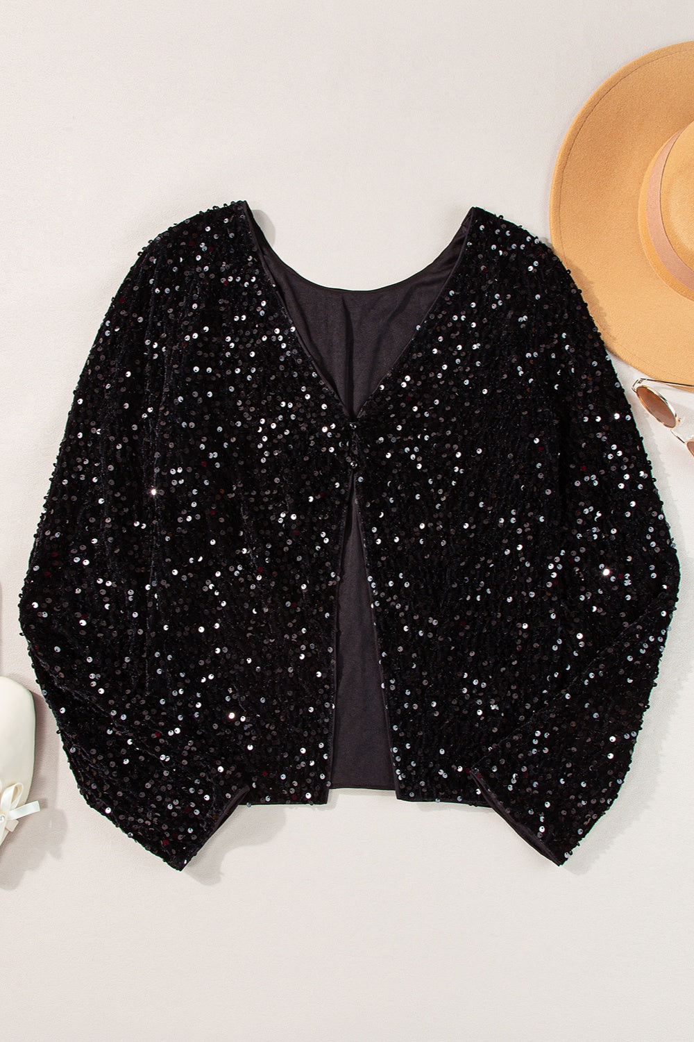 Sequin Round Neck Long Sleeve Blouse – product image 4
