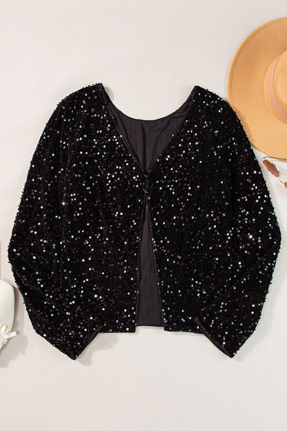 Sequin Round Neck Long Sleeve Blouse – product image 4