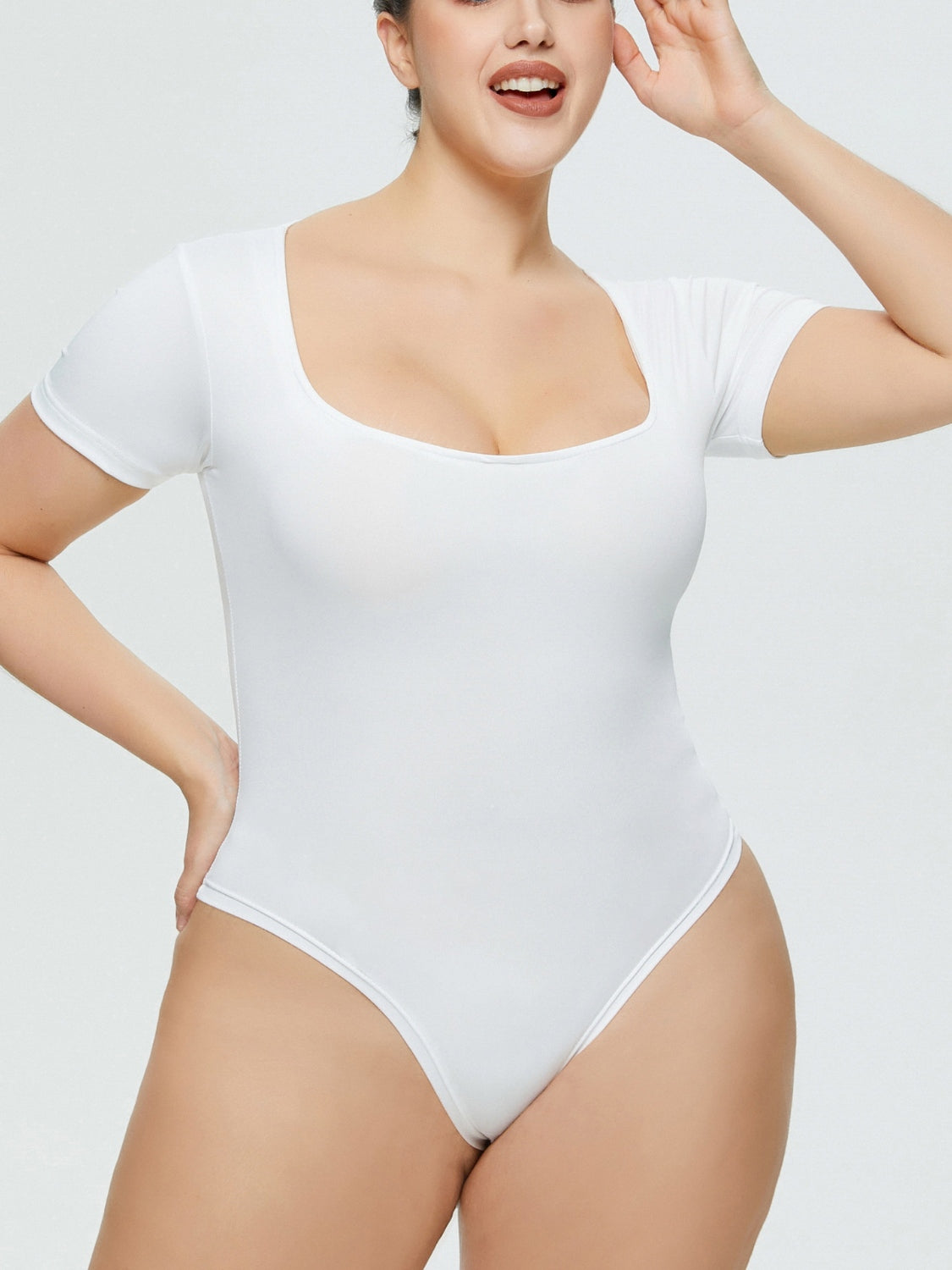 Full Size Square Neck Short Sleeve Bodysuit – product image 1