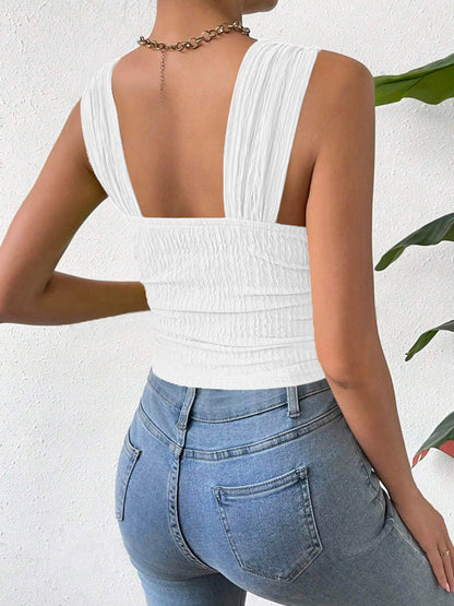 Textured Square Neck Wide Strap Tank – product image 35
