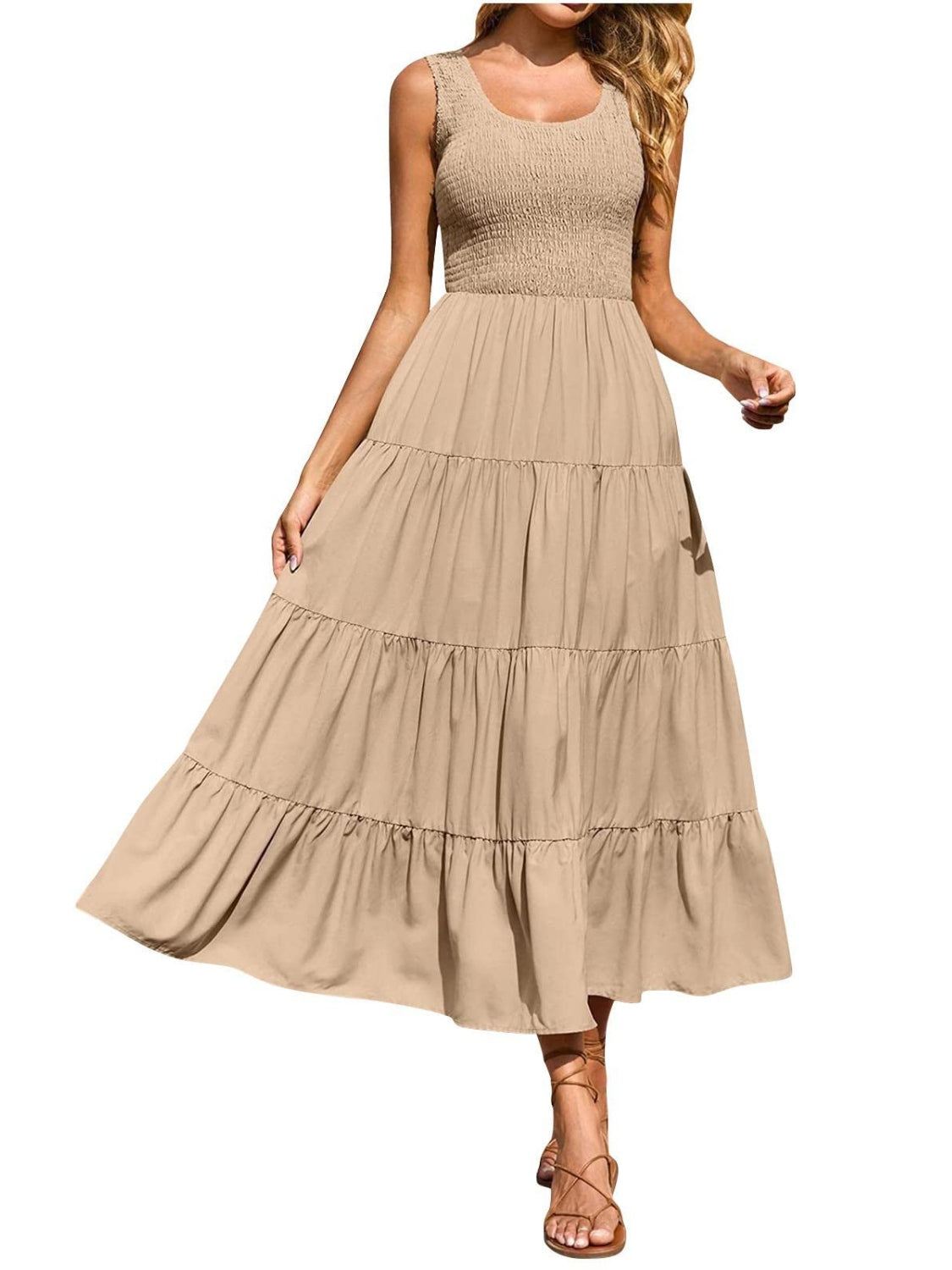 Tiered Smocked Wide Strap Dress – product image 9