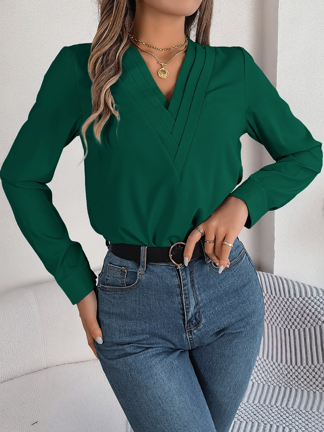 V-Neck Long Sleeve Blouse – product image 24