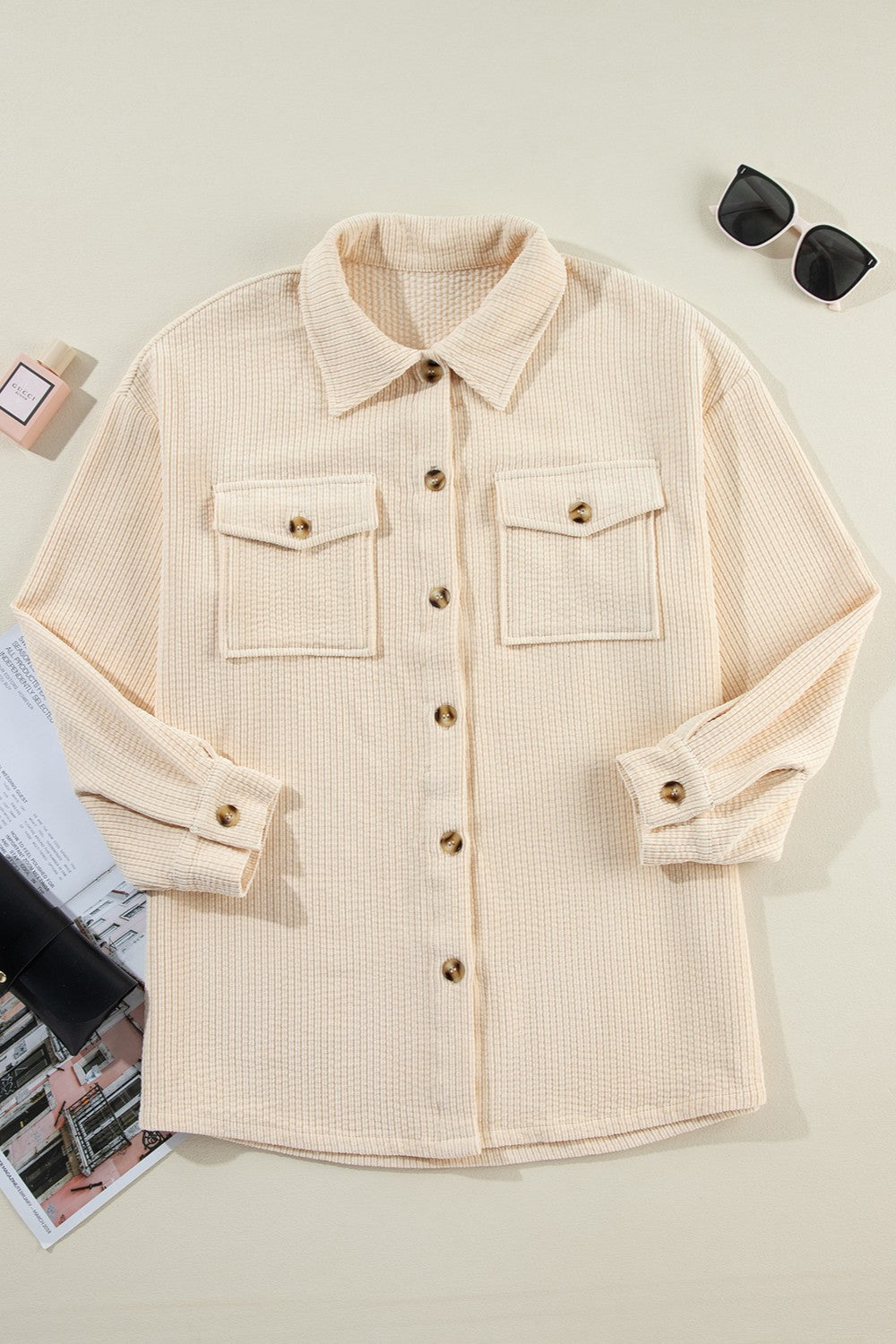 Pocketed Button Up Dropped Shoulder Shacket – product image 2