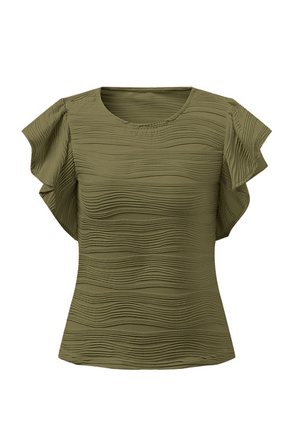 Textured Round Neck Cap Sleeve Top – product image 13