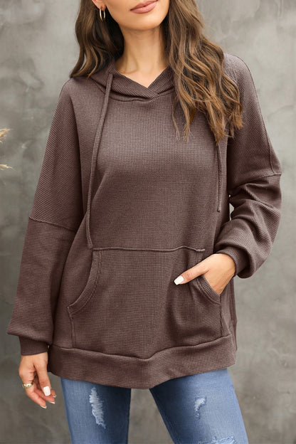 Waffle-Knit Long Sleeve Hoodie – product image 14