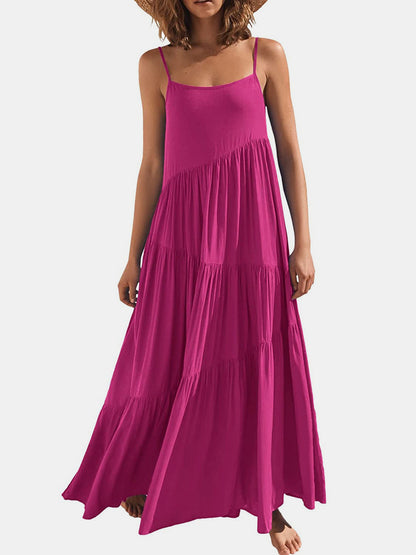 Full Size Ruched Tiered Spaghetti Strap Dress – product image 18