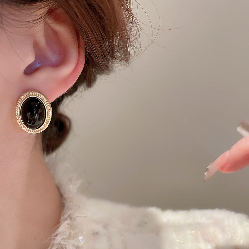 Alloy Gemstone Stud Earrings