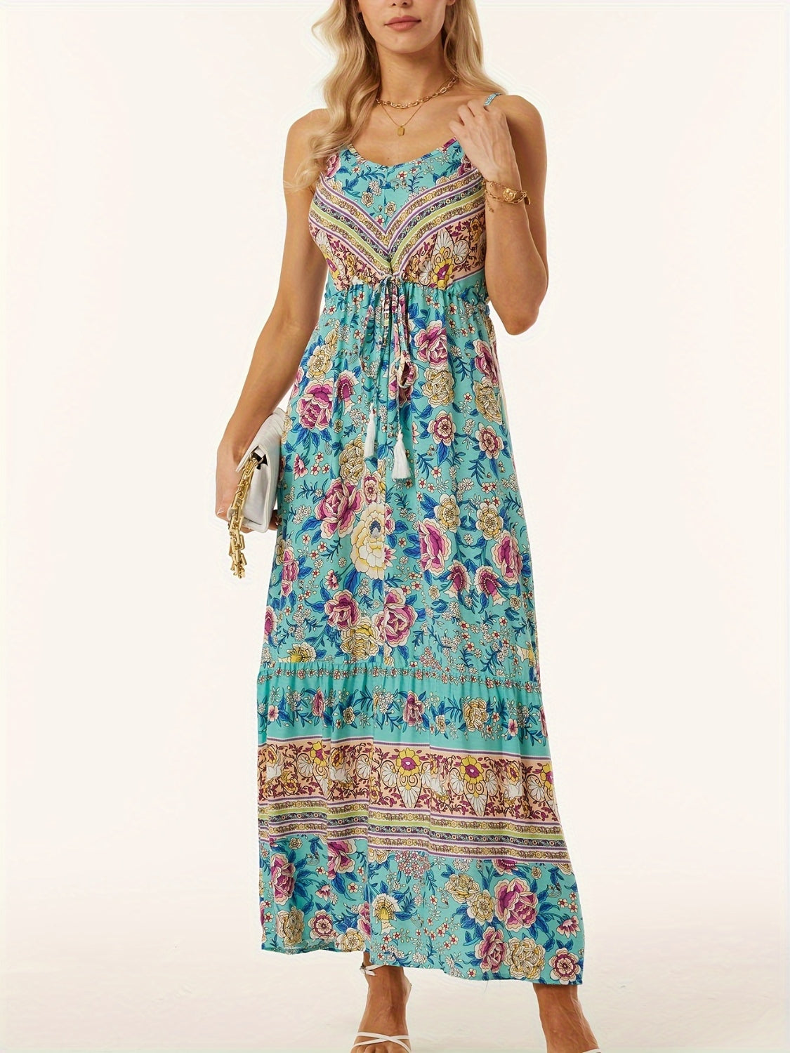 Printed Scoop Neck Midi Cami Dress – product image 2