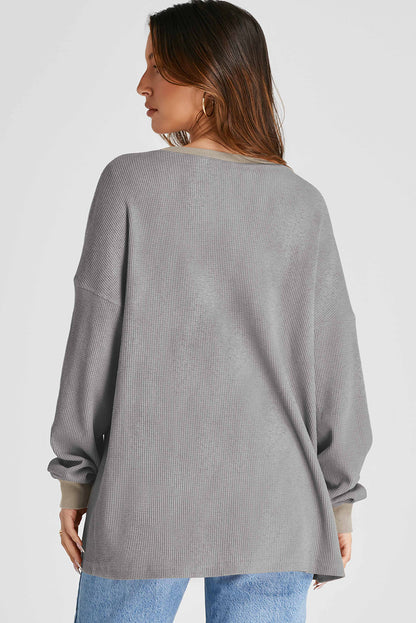 Waffle-Knit Long Sleeve Sweatshirt – product image 9