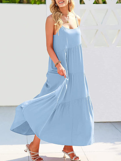 Full Size Ruched Tiered Spaghetti Strap Dress – product image 21