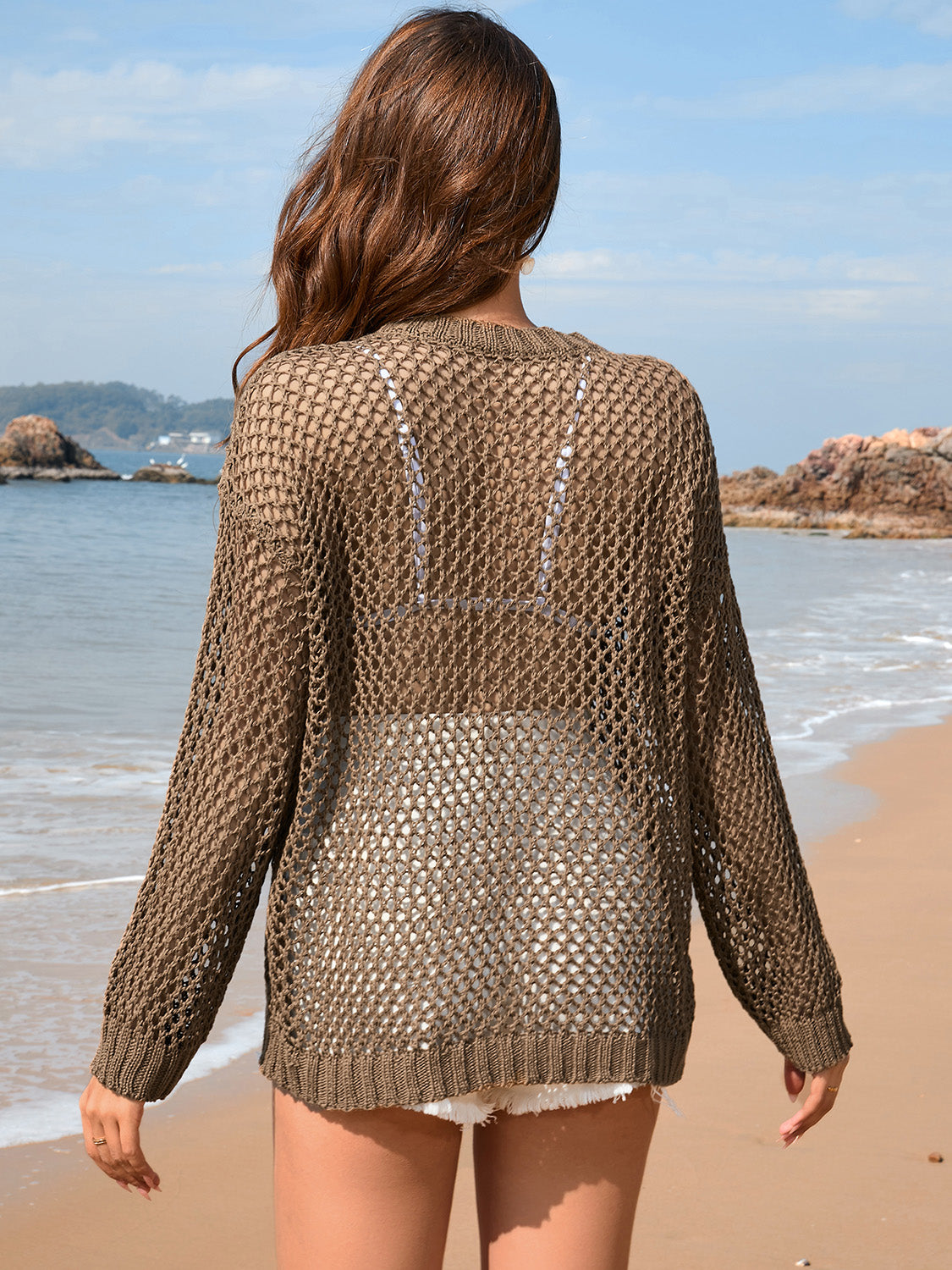 Heart Openwork Long Sleeve Cover-Up – product image 7