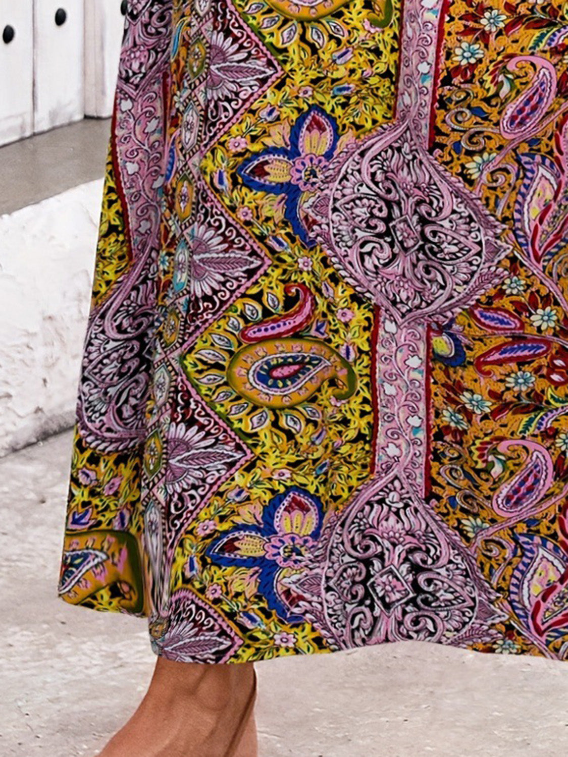 Slit Printed Elastic Waist Skirt – product image 8