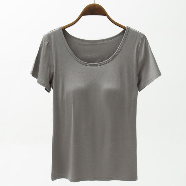 Round Neck Modal T-Shirt with Bra – product image 12
