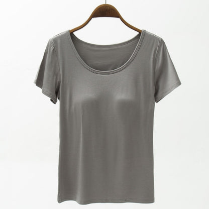 Round Neck Modal T-Shirt with Bra – product image 12