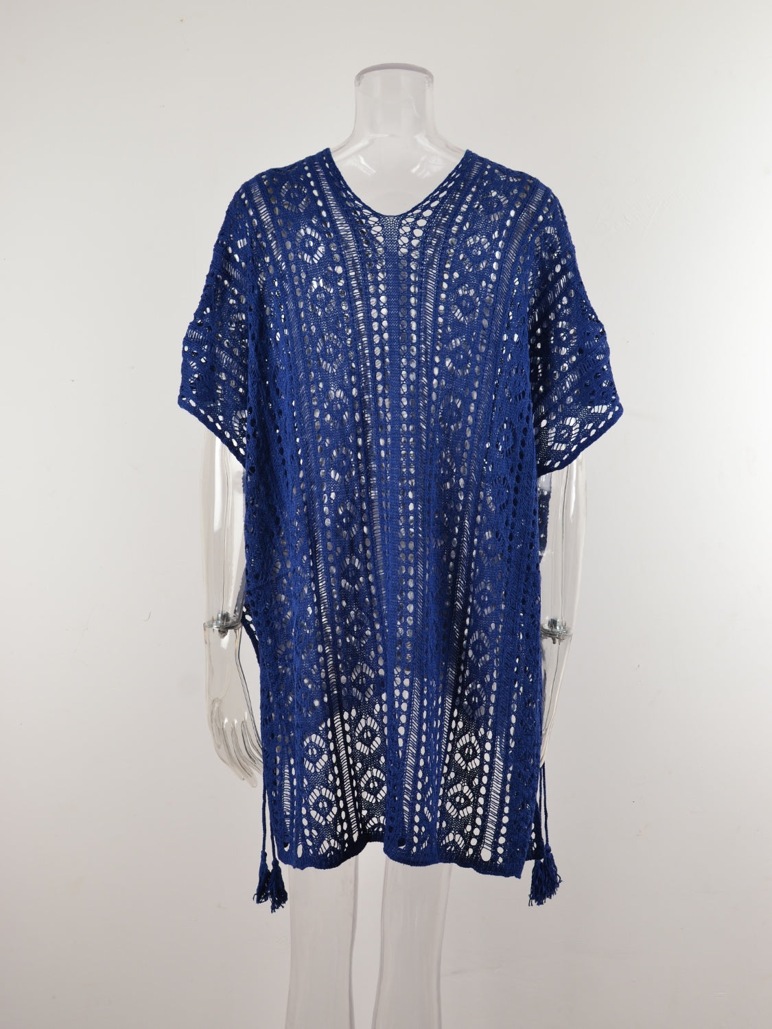 Cutout V-Neck Cover-Up with Tassel – product image 9