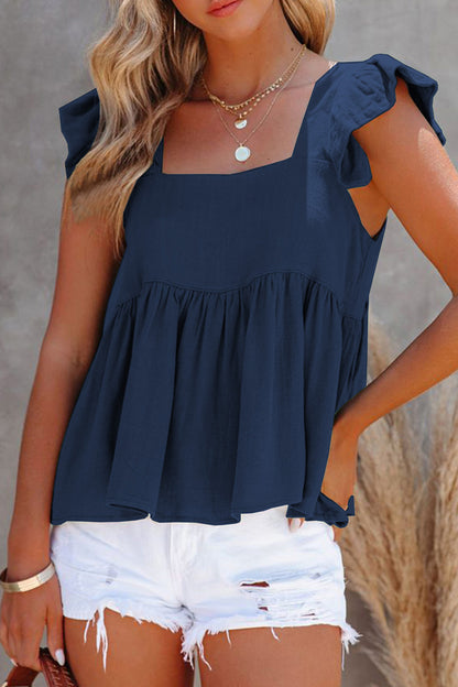 Full Size Ruffled Square Neck Cap Sleeve Blouse – product image 7