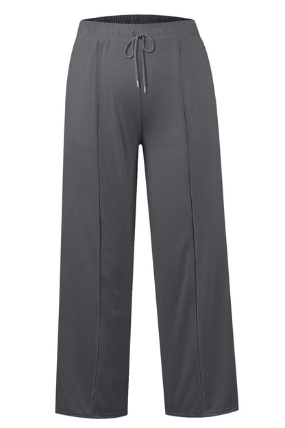 Drawstring Elastic Waist Wide Leg Pants – product image 30