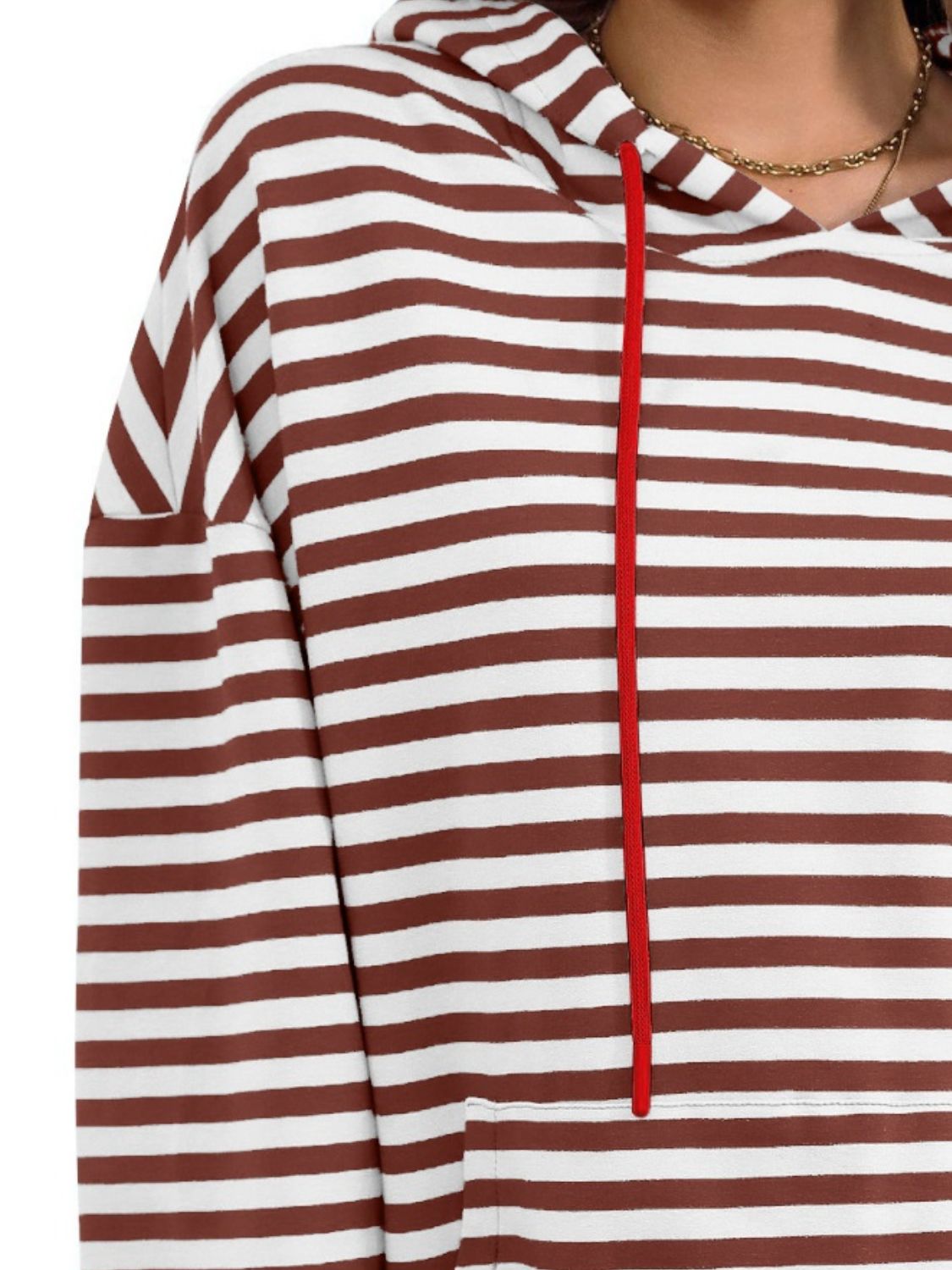 Drawstring Striped Long Sleeve Hoodie – product image 12