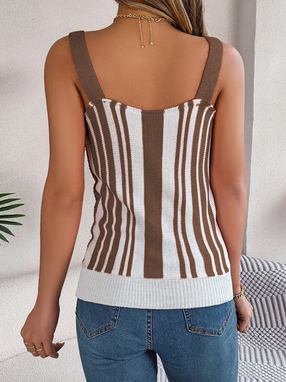 Openwork Striped V-Neck Tank – product image 15