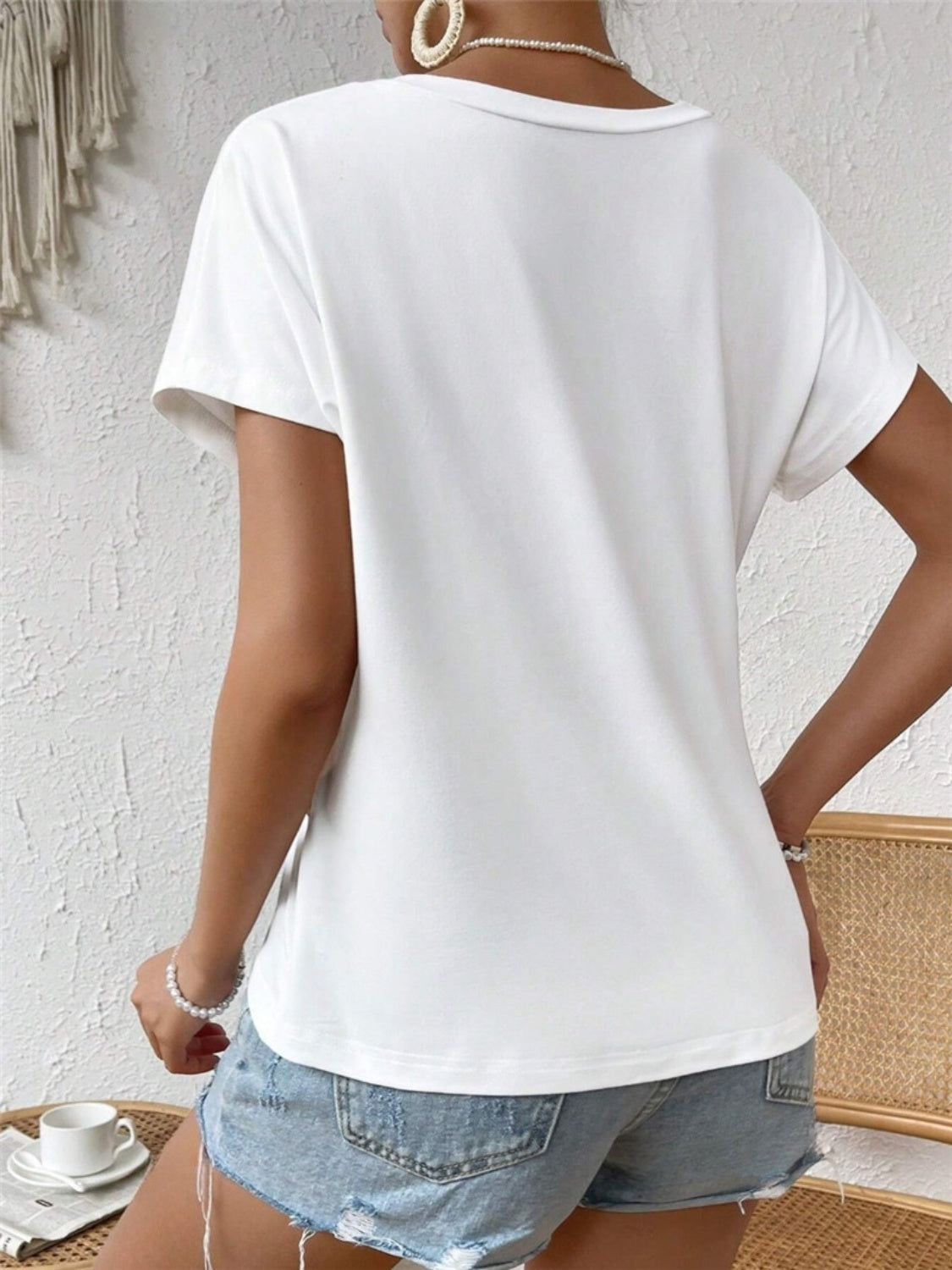 Asymmetric Hem Round Neck T-Shirt – product image 8