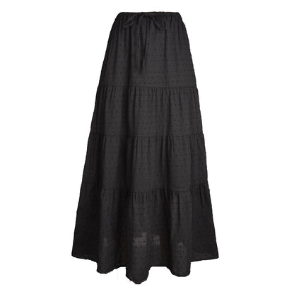 Adjustable High-waist Elastic Midi Skirt With Four Panels
