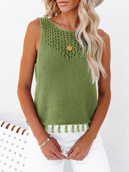 Cutout Tassel Round Neck Tank – product image 15
