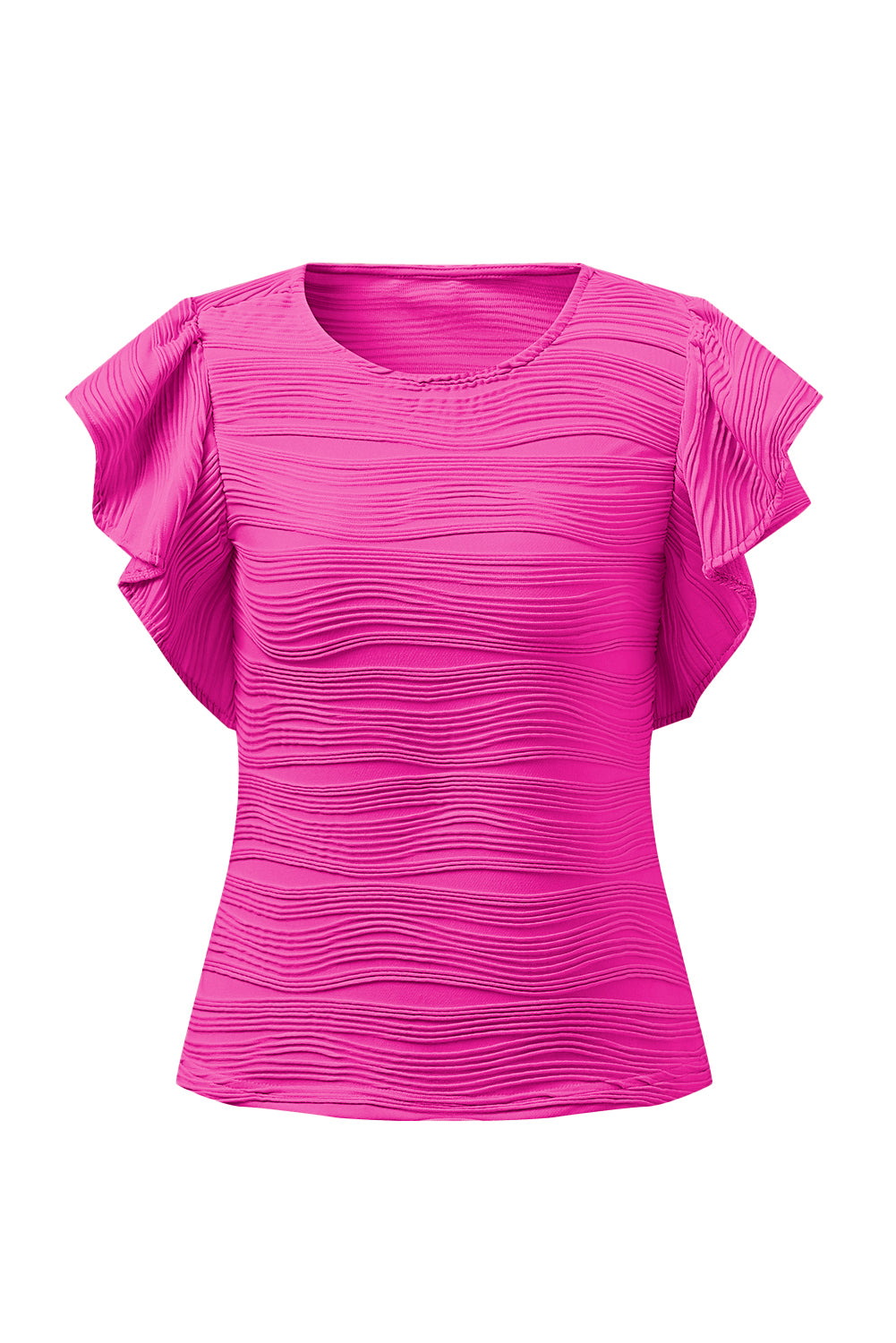 Textured Round Neck Cap Sleeve Top – product image 22