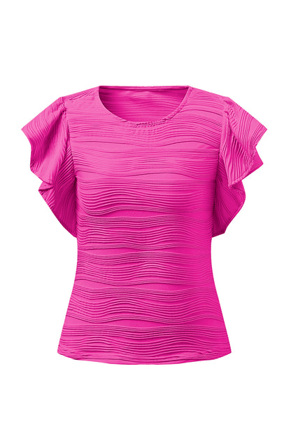 Textured Round Neck Cap Sleeve Top – product image 22